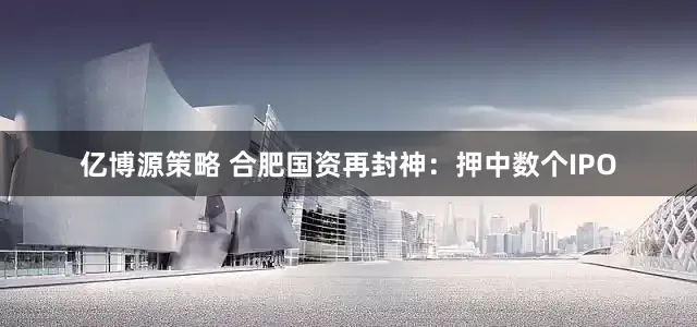 亿博源策略 合肥国资再封神：押中数个IPO